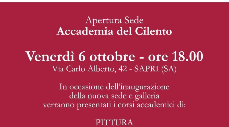 <strong>Il 6 ottobre a Sapri aprirà la sede di Accademia del Cilento</strong>
